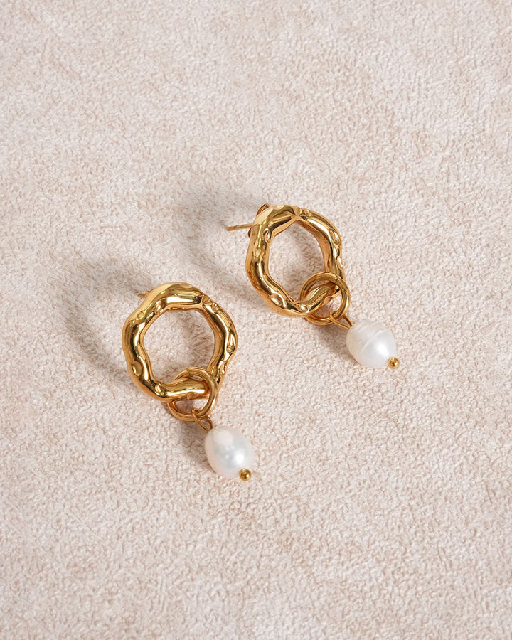 Gold Pearl Earrings