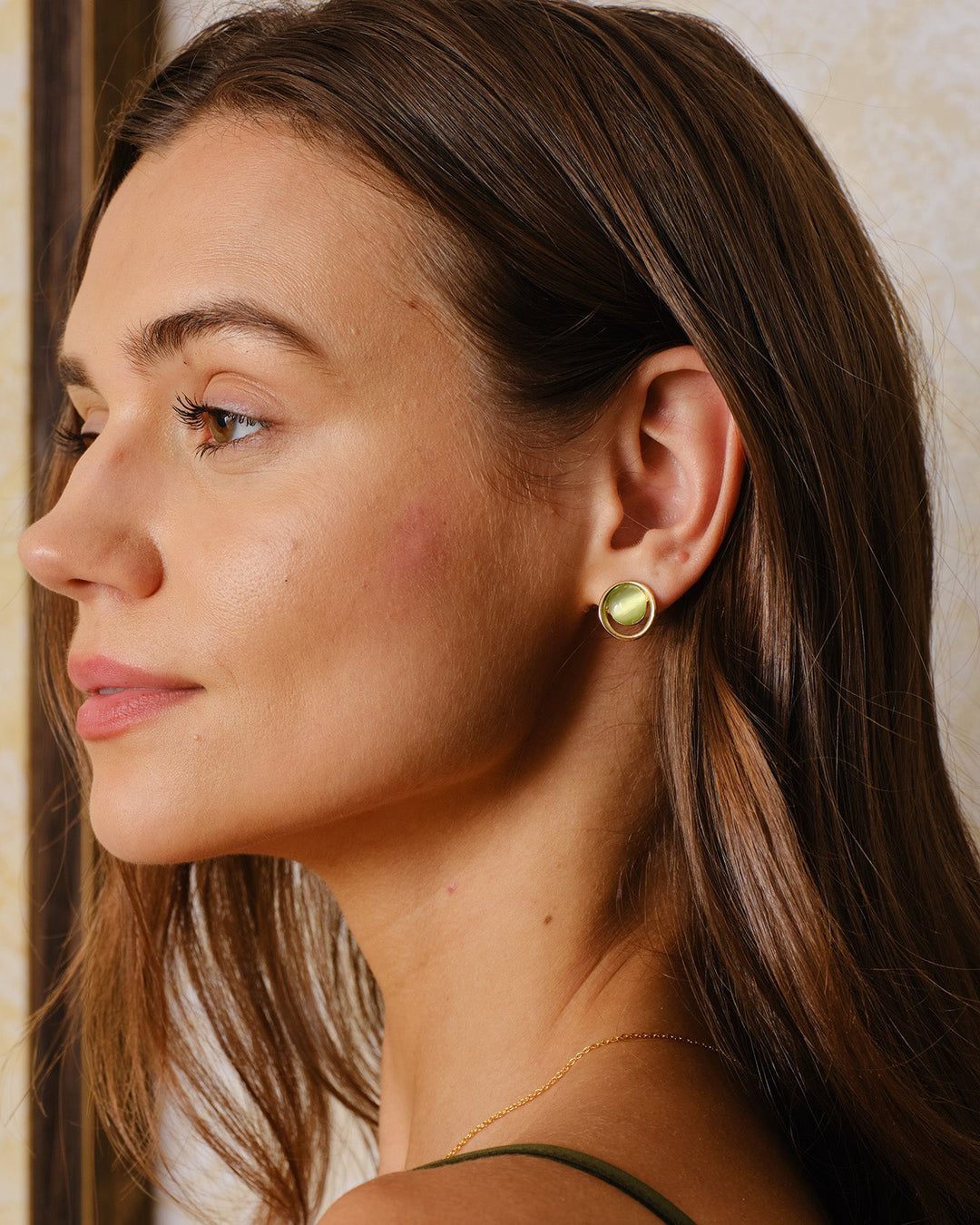 Green Brass Earrings