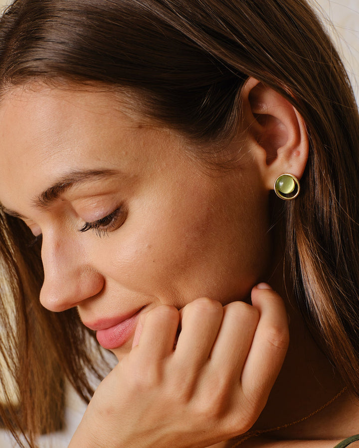 Green Brass Earrings