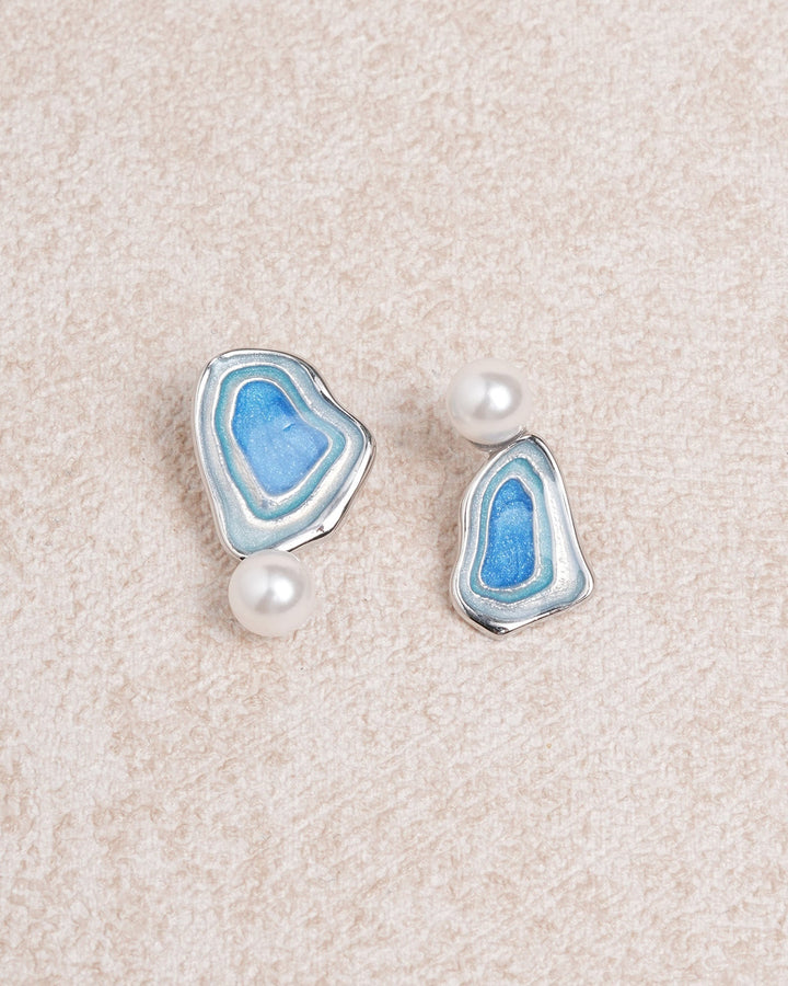 Blue Brass Earrings