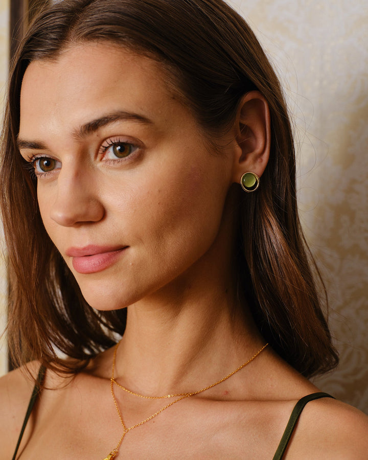 Green Brass Earrings