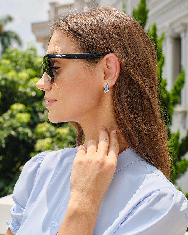 Blue Brass Earrings
