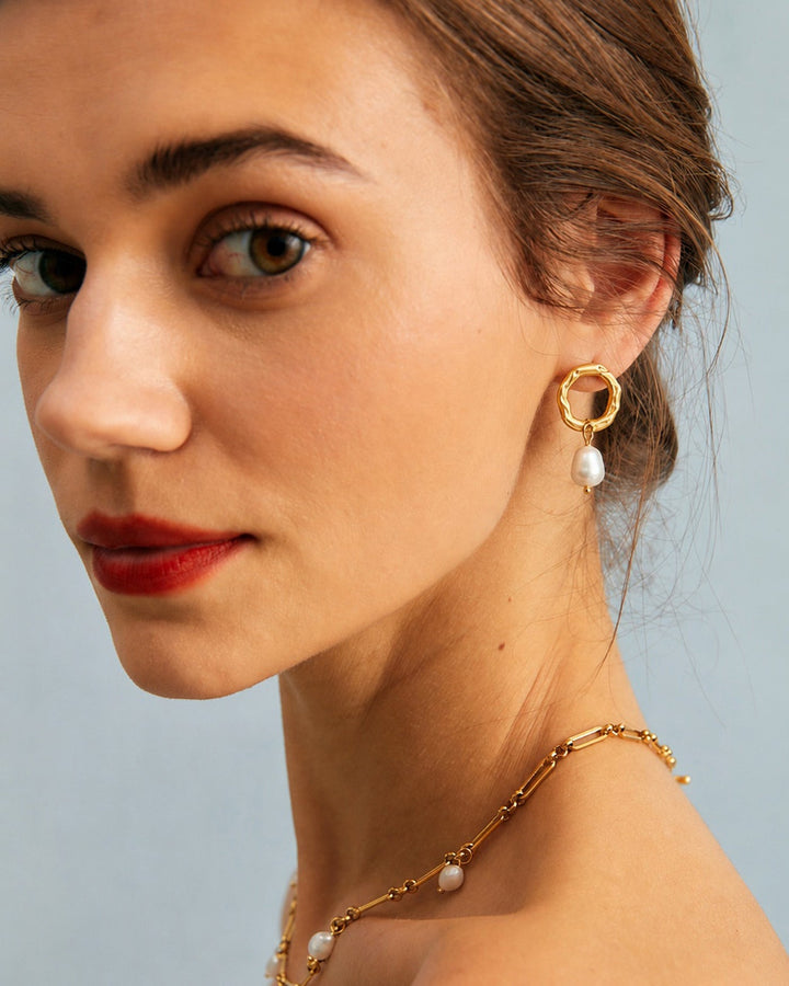 Gold Pearl Earrings
