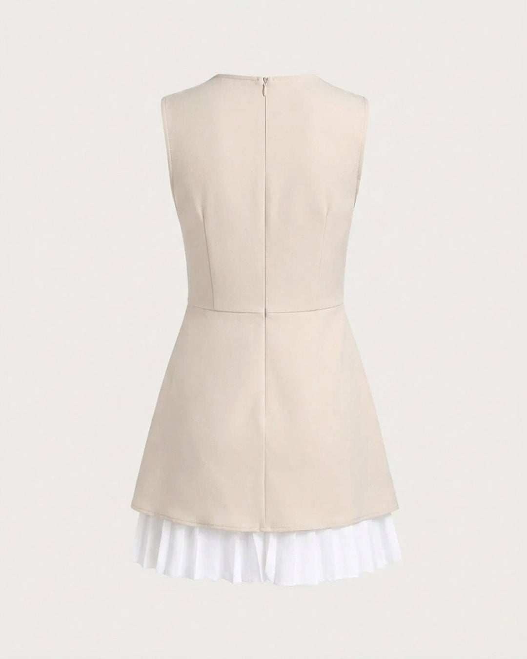 Women's Apricot Splicing Pleated Mini Dress