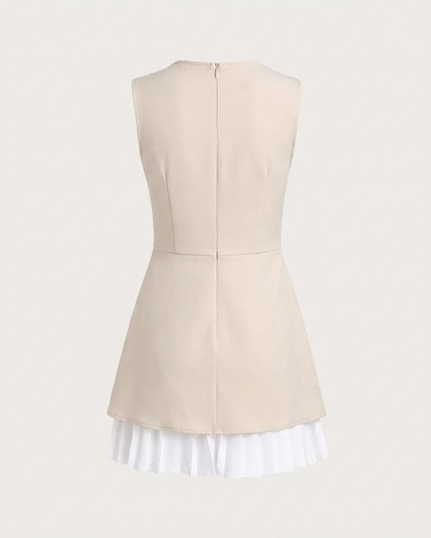 Women's Apricot Splicing Pleated Mini Dress